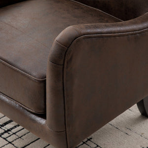 English Elm 28"w Pu Leather Wingback Accent Chair Retro High Back Seat with Rubberwood Legs W3188P397139
