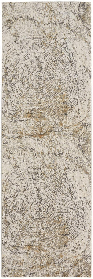 HomeRoots 4' Contemporary Gray Ivory and Tan Abstract Area Rug - Soft Viscose, Durable Design for Modern Spaces 8' Runner 514700