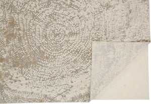 HomeRoots 4' Contemporary Gray Ivory and Tan Abstract Area Rug - Soft Viscose, Durable Design for Modern Spaces 12' X 15' 514701
