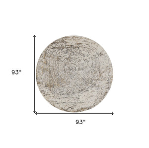 HomeRoots 8' Abstract Area Rug in Gray, Ivory, and Tan – Modern Design for Stylish Living Spaces and Durability 8' Round 514702