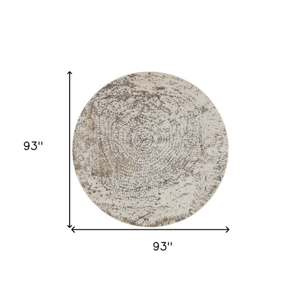 HomeRoots 8' Abstract Area Rug in Gray, Ivory, and Tan – Modern Design for Stylish Living Spaces and Durability 8' Round 514702