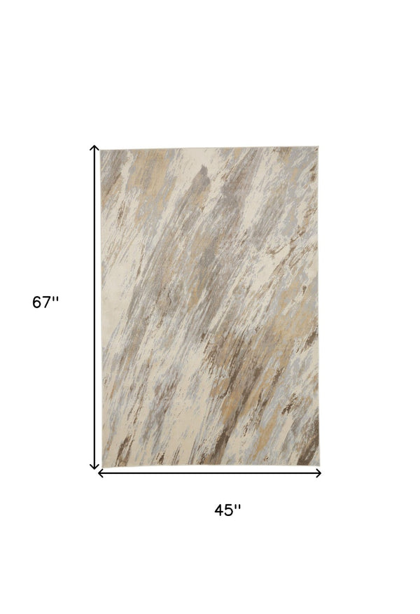 HomeRoots 4' Brown and Ivory Abstract Non-Skid Area Rug – Durable, Modern Design for Any Room Decor Style 4' X 6' 514703