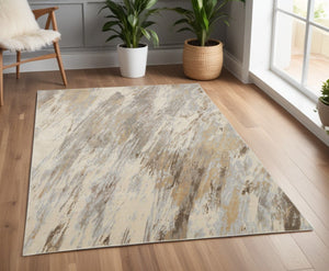 HomeRoots 4' Brown and Ivory Abstract Non-Skid Area Rug – Durable, Modern Design for Any Room Decor Style 4' X 6' 514703