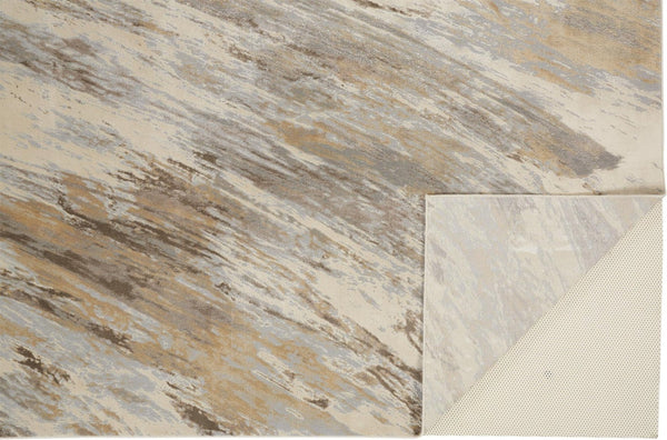 HomeRoots 4' Brown and Ivory Abstract Non-Skid Area Rug – Durable, Modern Design for Any Room Decor Style 5' X 8' 514704