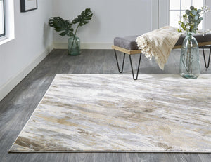 HomeRoots 4' Brown and Ivory Abstract Non-Skid Area Rug – Durable, Modern Design for Any Room Decor Style 9' X 12' 514706