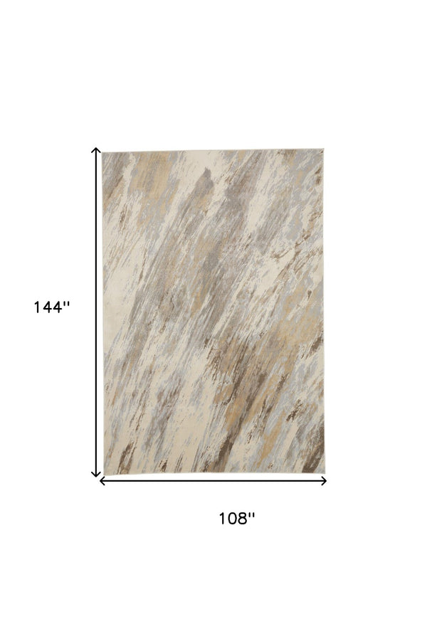 HomeRoots 4' Brown and Ivory Abstract Non-Skid Area Rug – Durable, Modern Design for Any Room Decor Style 9' X 12' 514706