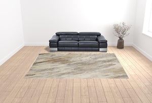 HomeRoots 4' Brown and Ivory Abstract Non-Skid Area Rug – Durable, Modern Design for Any Room Decor Style 10' X 14' 514707
