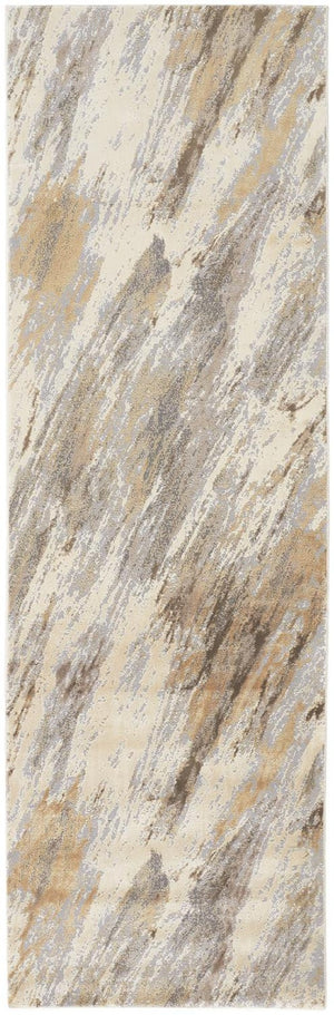 HomeRoots 4' Brown and Ivory Abstract Non-Skid Area Rug – Durable, Modern Design for Any Room Decor Style 8' Runner 514708