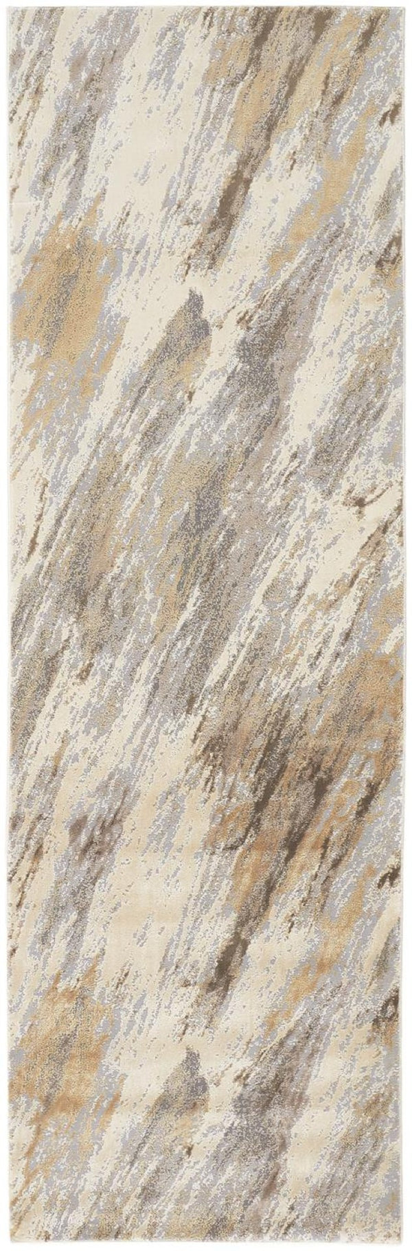 HomeRoots 4' Brown and Ivory Abstract Non-Skid Area Rug – Durable, Modern Design for Any Room Decor Style 8' Runner 514708