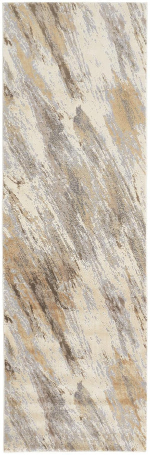 HomeRoots 4' Brown and Ivory Abstract Non-Skid Area Rug – Durable, Modern Design for Any Room Decor Style 8' Runner 514708