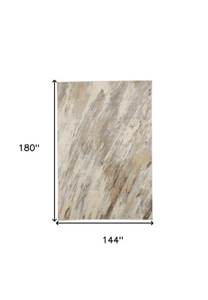 HomeRoots 4' Brown and Ivory Abstract Non-Skid Area Rug – Durable, Modern Design for Any Room Decor Style 12' X 15' 514709