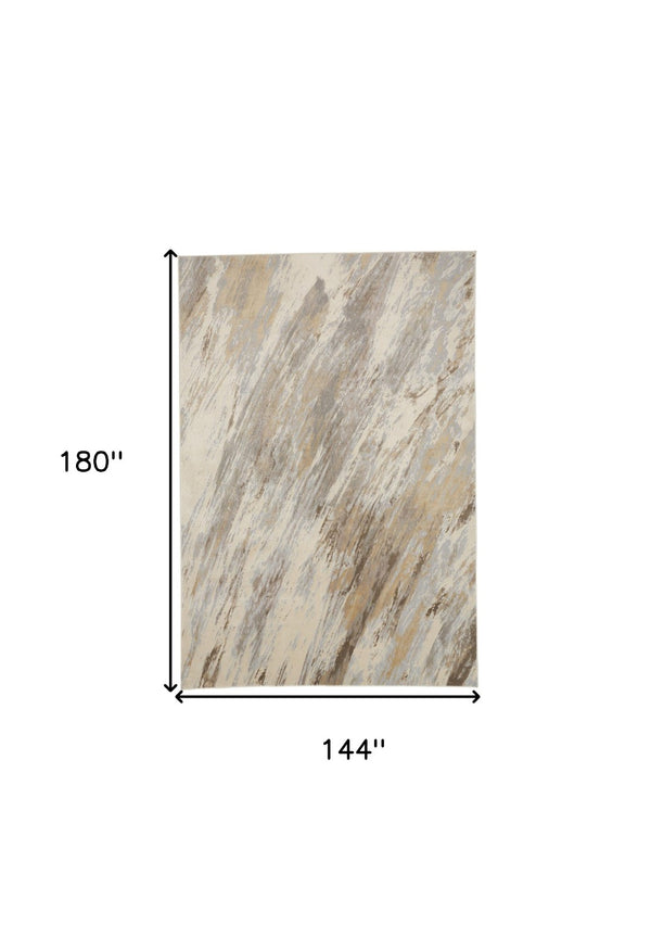 HomeRoots 4' Brown and Ivory Abstract Non-Skid Area Rug – Durable, Modern Design for Any Room Decor Style 12' X 15' 514709