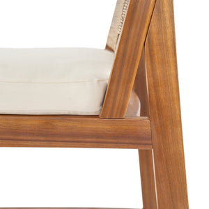 English Elm Outdoor Acacia Wood Barstools Set of 2 Wicker Back Patio Seating with Cushions N773P358719B