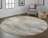 Homeroots 8' Brown And Ivory Abstract Non Skid Round Rug  Viscose 514710