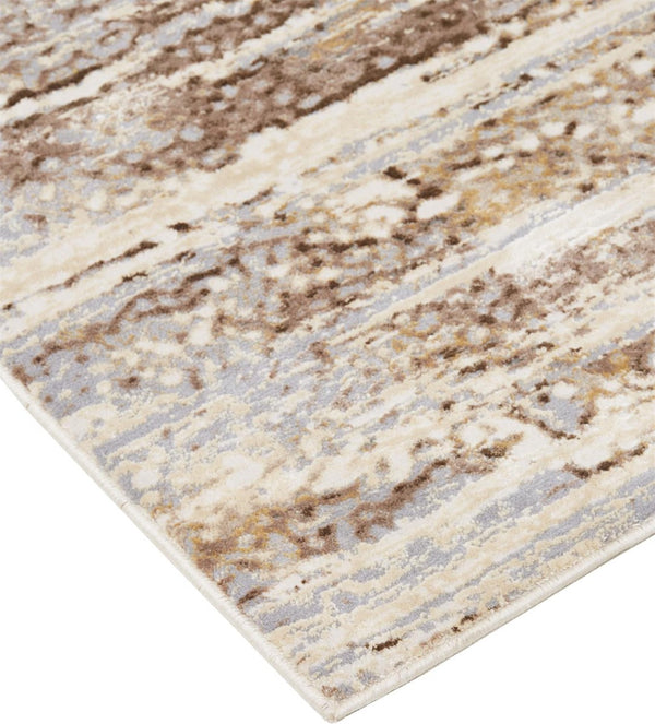 HomeRoots 4' Modern Abstract Area Rug in Tan, Ivory, and Brown - Durable, Stylish Design for Any Space 4' X 6' 514711