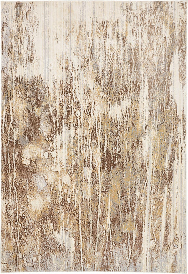 HomeRoots 4' Modern Abstract Area Rug in Tan, Ivory, and Brown - Durable, Stylish Design for Any Space 5' X 8' 514712