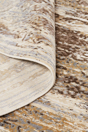 HomeRoots 4' Modern Abstract Area Rug in Tan, Ivory, and Brown - Durable, Stylish Design for Any Space 5' X 8' 514712