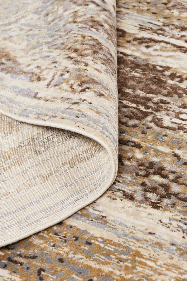 HomeRoots 4' Modern Abstract Area Rug in Tan, Ivory, and Brown - Durable, Stylish Design for Any Space 5' X 8' 514712