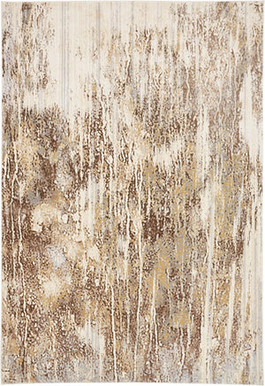 HomeRoots 4' Modern Abstract Area Rug in Tan, Ivory, and Brown - Durable, Stylish Design for Any Space 10' X 14' 514715