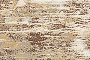 HomeRoots 4' Modern Abstract Area Rug in Tan, Ivory, and Brown - Durable, Stylish Design for Any Space 8' Runner 514716