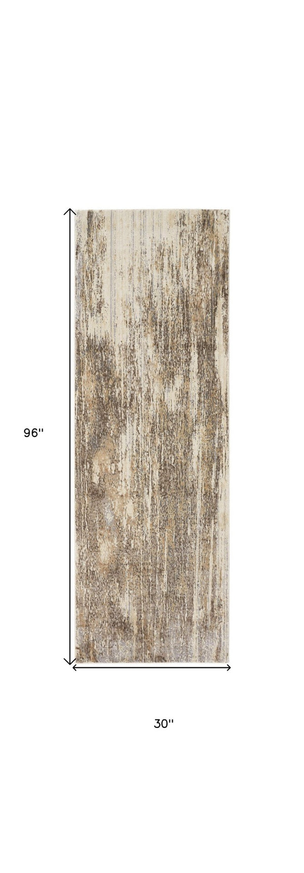 HomeRoots 4' Modern Abstract Area Rug in Tan, Ivory, and Brown - Durable, Stylish Design for Any Space 8' Runner 514716