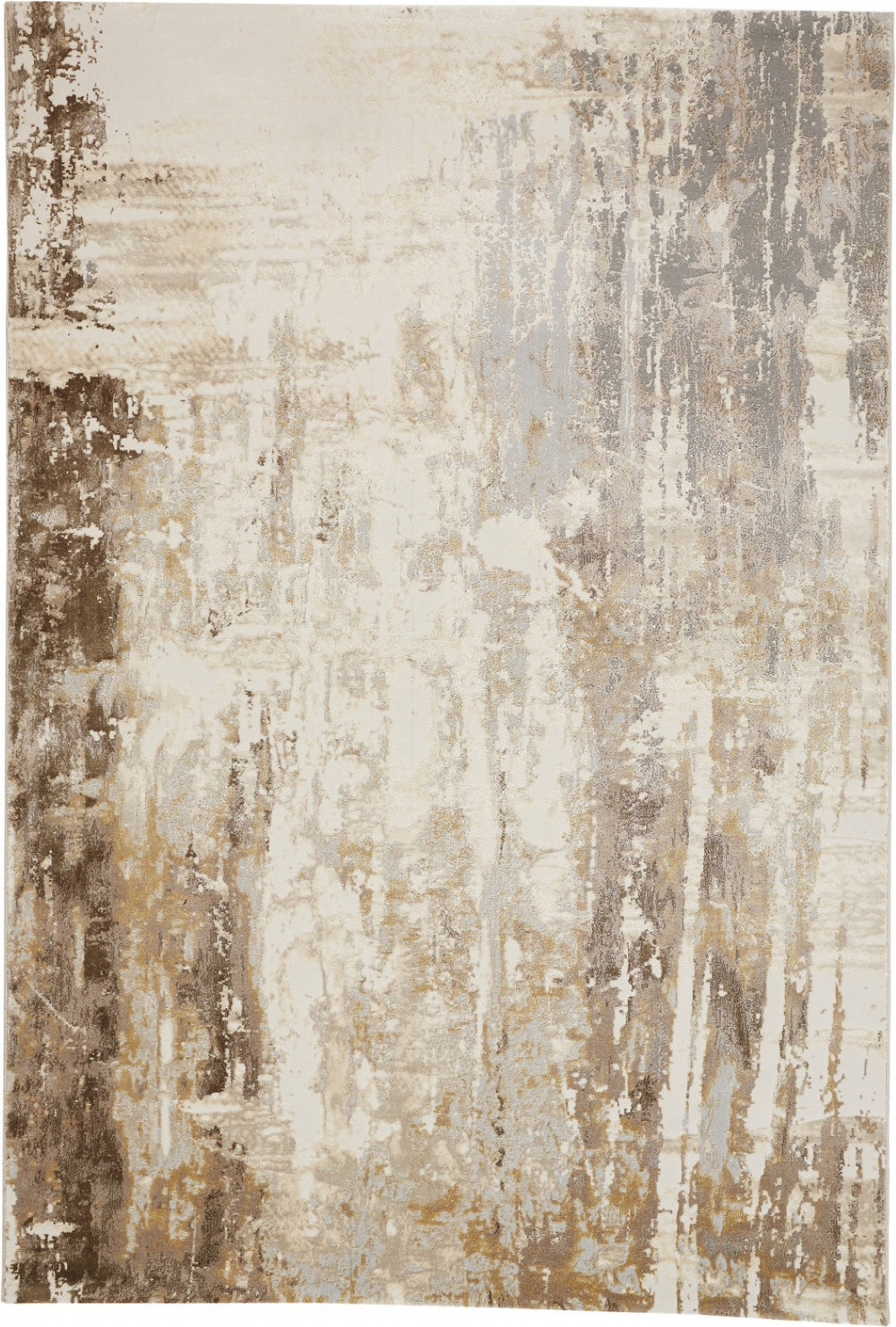 HomeRoots 4' Tan Ivory and Gray Abstract Area Rug - Soft Modern Design for Living Rooms, Bedrooms, and Offices 4' X 6' 514719