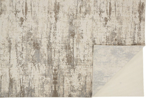 HomeRoots 4' Modern Abstract Brown and Ivory Non-Skid Area Rug for Durable High-Traffic Spaces and Style 8' X 10' 514729