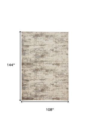 HomeRoots 4' Modern Abstract Brown and Ivory Non-Skid Area Rug for Durable High-Traffic Spaces and Style 9' X 12' 514730