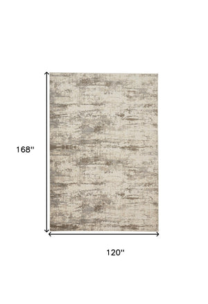 HomeRoots 4' Modern Abstract Brown and Ivory Non-Skid Area Rug for Durable High-Traffic Spaces and Style 10' X 14' 514731