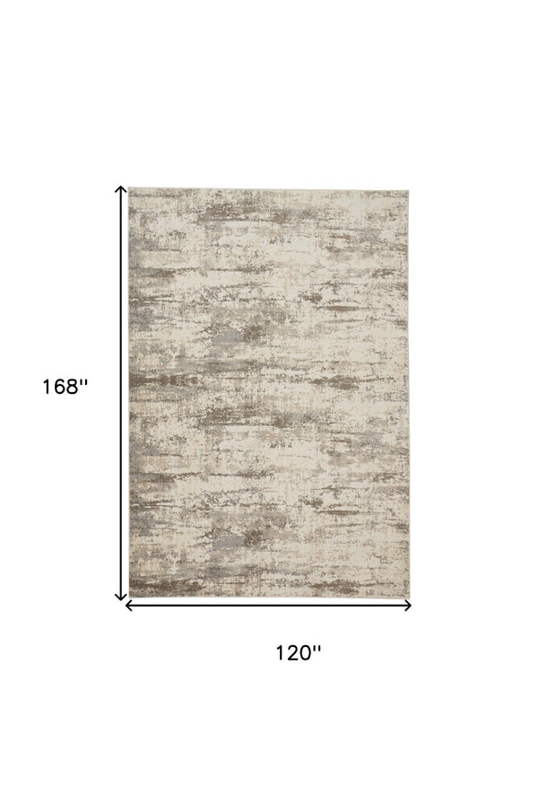 HomeRoots 4' Modern Abstract Brown and Ivory Non-Skid Area Rug for Durable High-Traffic Spaces and Style 10' X 14' 514731