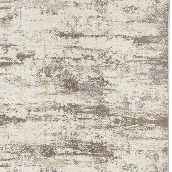 HomeRoots 4' Modern Abstract Brown and Ivory Non-Skid Area Rug for Durable High-Traffic Spaces and Style 8' Runner 514732