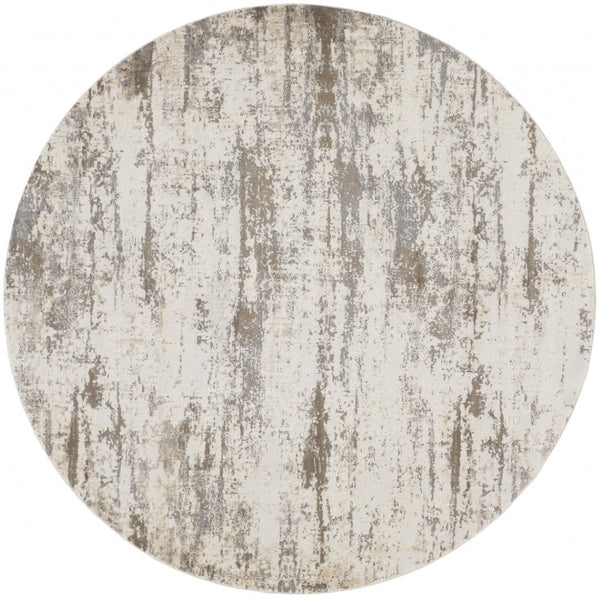 HomeRoots 8' Abstract Brown and Ivory Non-Skid Rug for Modern Living Spaces - Durable, Stylish, and Versatile 8' Round 514734