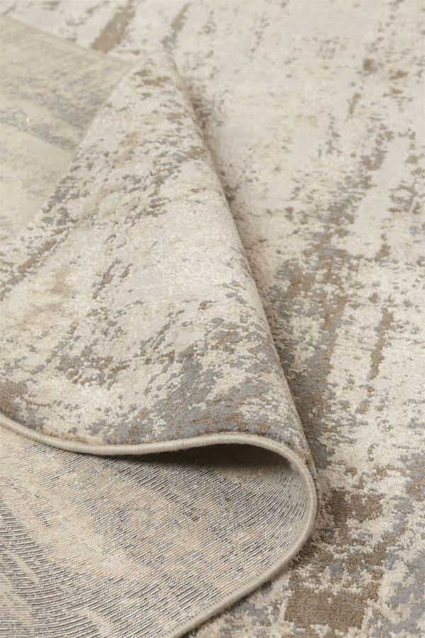 HomeRoots 8' Abstract Brown and Ivory Non-Skid Rug for Modern Living Spaces - Durable, Stylish, and Versatile 8' Round 514734