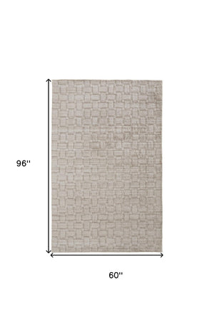 HomeRoots 4' Hand Woven Area Rug in Ivory and Brown Stripes - Artisan Crafted for Timeless Elegance and Style 5' x 8' 514736