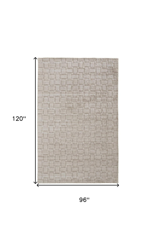 HomeRoots 4' Hand Woven Area Rug in Ivory and Brown Stripes - Artisan Crafted for Timeless Elegance and Style 8' X 10' 514737