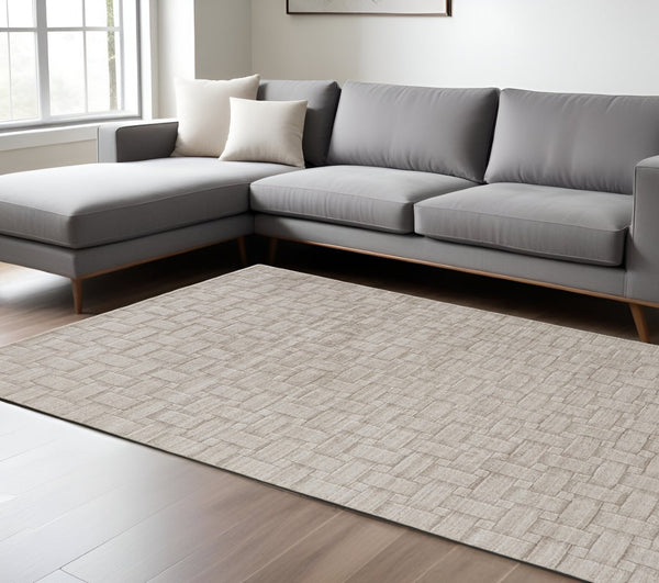 HomeRoots 4' Hand Woven Area Rug in Ivory and Brown Stripes - Artisan Crafted for Timeless Elegance and Style 8' X 10' 514737