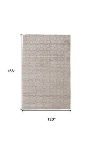HomeRoots 4' Hand Woven Area Rug in Ivory and Brown Stripes - Artisan Crafted for Timeless Elegance and Style 10' X 14' 514739