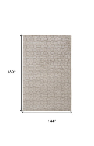 HomeRoots 4' Hand Woven Area Rug in Ivory and Brown Stripes - Artisan Crafted for Timeless Elegance and Style 12' X 15' 514740