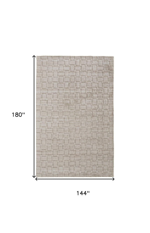 HomeRoots 4' Hand Woven Area Rug in Ivory and Brown Stripes - Artisan Crafted for Timeless Elegance and Style 12' X 15' 514740