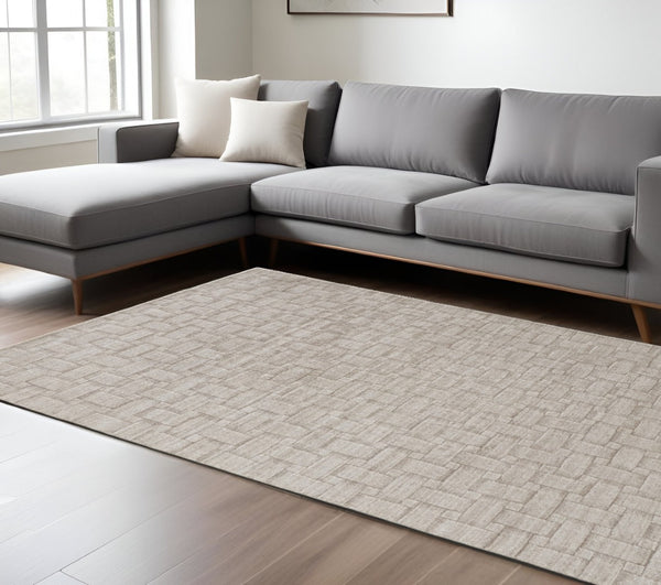 HomeRoots 4' Hand Woven Area Rug in Ivory and Brown Stripes - Artisan Crafted for Timeless Elegance and Style 12' X 15' 514740