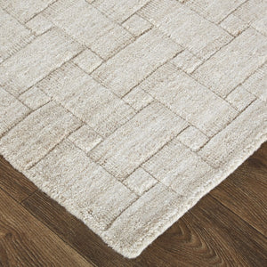 HomeRoots 4' Hand Woven Area Rug in Ivory and Brown Stripes - Artisan Crafted for Timeless Elegance and Style 12' X 15' 514740