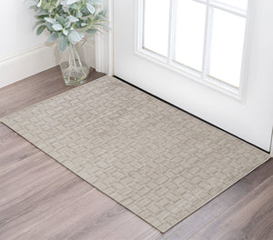 HomeRoots 2' Hand-Woven Ivory and Brown Striped Area Rug - Timeless Style for Any Room with Unique Character 2' X 3' 514741