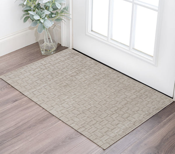 HomeRoots 2' Hand-Woven Ivory and Brown Striped Area Rug - Timeless Style for Any Room with Unique Character 2' X 3' 514741