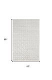 Homeroots 4' X 6' Silver And White Striped Hand Woven Area Rug White,Silver Viscose 514742