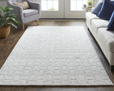 Homeroots 4' X 6' Silver And White Striped Hand Woven Area Rug White,Silver Viscose 514742