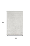 Homeroots 5' X 8' White And Silver Striped Hand Woven Area Rug White,Silver Viscose 514743