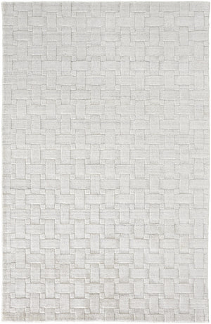 Homeroots 5' X 8' White And Silver Striped Hand Woven Area Rug White,Silver Viscose 514743