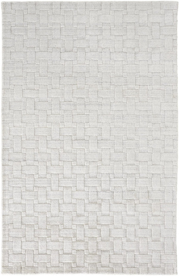 HomeRoots 2' Hand-Woven Silver and White Striped Area Rug - Elegant, Unique Design for Modern Interiors 2' X 3' 514748