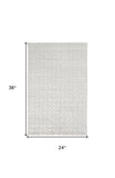 Homeroots 2' X 3' Silver And White Striped Hand Woven Area Rug White,Silver Viscose 514748