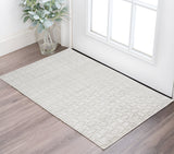 Homeroots 2' X 3' Silver And White Striped Hand Woven Area Rug White,Silver Viscose 514748